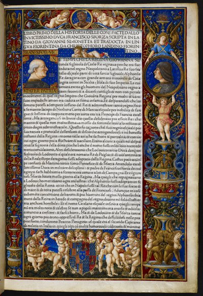 Frontispiece, de Giovanni Simonetta, Historia delle cose facte dallo invictissimo duca Francesco Sforza [c.d. Sforziade], Milão, Antonio Zarotto de Giovanni Pietro Birago