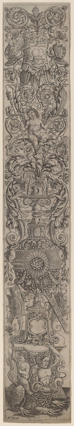 Painel Ornamental: Tritão montado por uma criança de Giovanni Pietro Birago and Zoan Andrea