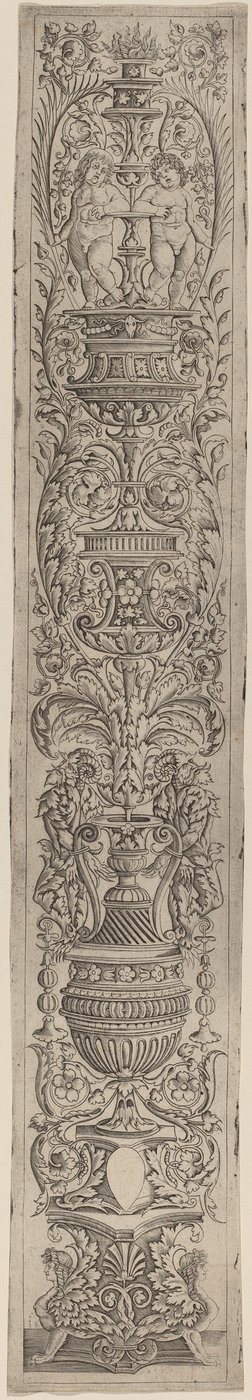 Painel Ornamental: Duas Esfinges e Duas Crianças Segurando Palmas de Giovanni Pietro Birago and Zoan Andrea