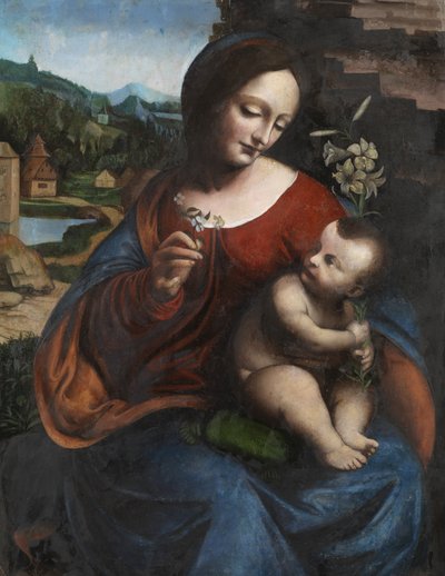 Virgem e Menino com um Lírio, c.1510-20 (óleo no painel) de Giovanni Pietro Rizzoli (attr. to) Giampietrino