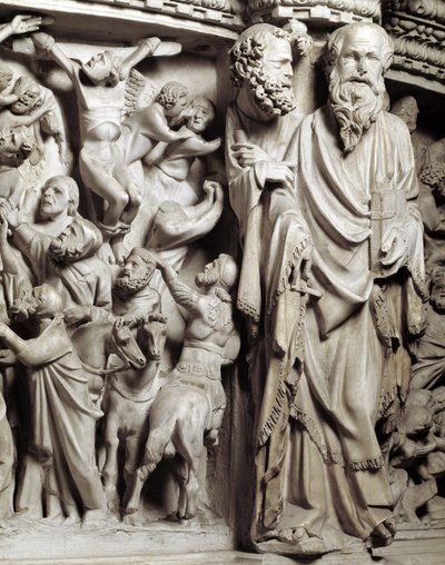 Detalhe dos relevos da cadeira realizados por Giovanni Pisano de Giovanni Pisano