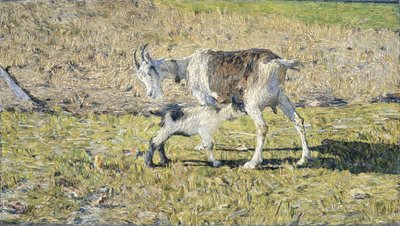 Uma cabra com a sua cabrita de Giovanni Segantini