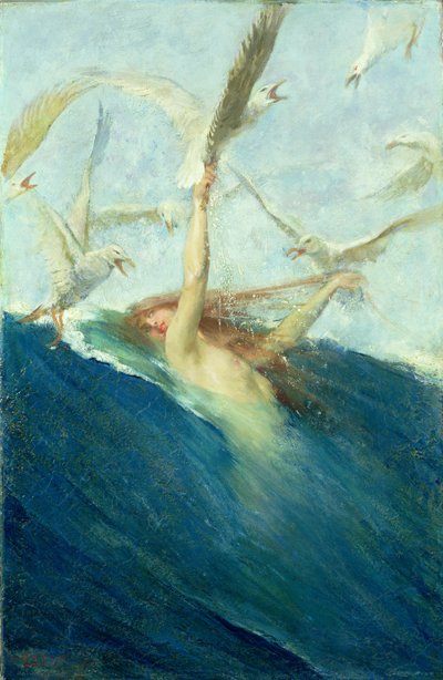 Uma sereia sendo assediada por gaivotas de Giovanni Segantini
