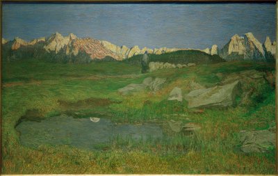 Paisagem alpina ao pôr do sol de Giovanni Segantini