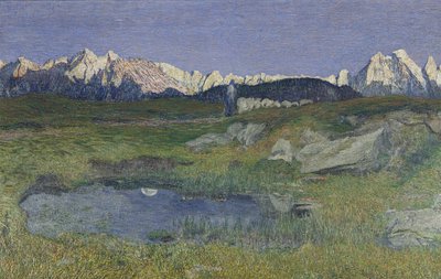 Paisagem alpina ao pôr do sol de Giovanni Segantini