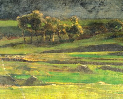 No poste de Giovanni Segantini (1858-1899), óleo sobre tela de Giovanni Segantini