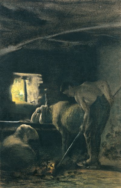 No estábulo de Giovanni Segantini
