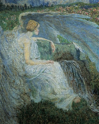 Amor na Fonte da Vida ou Amantes nas Fontes da Vida, de Giovanni Segantini, detalhe de Giovanni Segantini