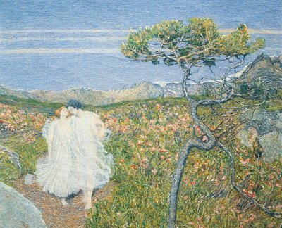 Amor na Fonte da Vida ou Amantes nas Fontes da Vida, de Giovanni Segantini, detalhe de Giovanni Segantini