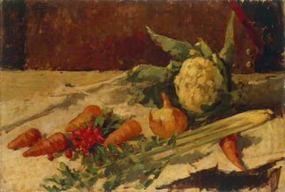 Natureza morta com cenouras, de Giovanni Segantini (1858-1899), óleo sobre tela, 51x75 cm de Giovanni Segantini