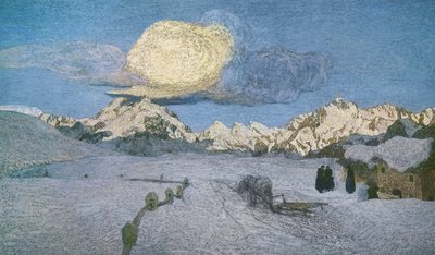 Tríptico dos Alpes, morte, ca. 1898, por Giovanni Segantini (1858-1899), óleo sobre tela de Giovanni Segantini
