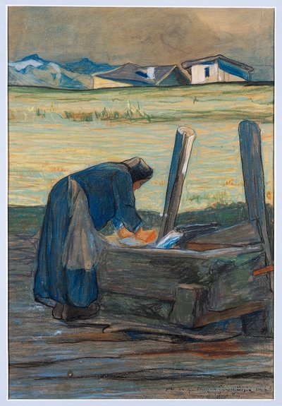 Máquina de lavar na fonte de Giovanni Segantini