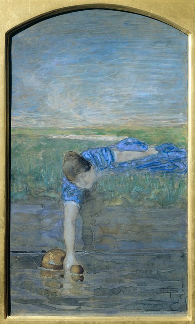 Mulheres no rio, de Giovanni Segantini (1858-1899) de Giovanni Segantini