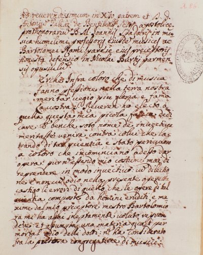 Página manuscrita de um tratado de música de Giovanni Spataro de Giovanni Spataro