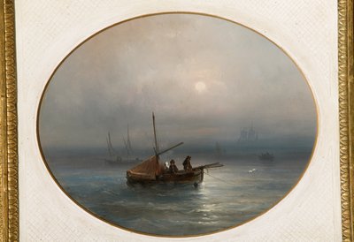 Marina com barcos (óleo sobre papelão) de Giovanni Susani