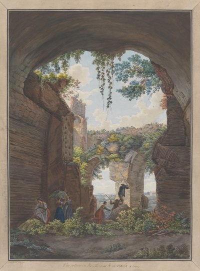 Interior das Termas de Caracalla, ca. 1780. Criadores: Giovanni Volpato, Louis Ducros. de Giovanni Volpato, Louis Ducros