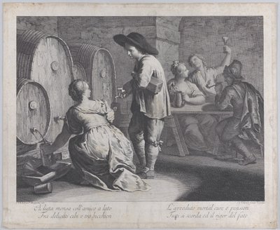 Uma garçonete enchendo canecas..., 1760-70. de Giovanni Volpato
