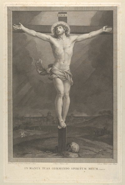 Cristo crucificado na cruz, uma caveira na base, ca. 1770-1803. de Giovanni Volpato