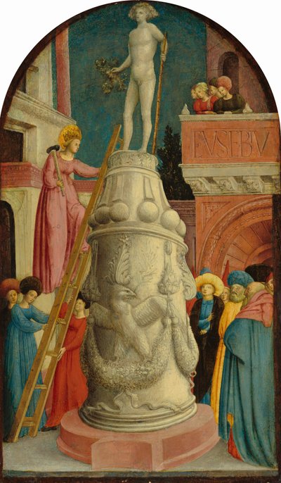 Santa Apolônia destrói ídolos pagãos, c. 14421445. de Giovanni d