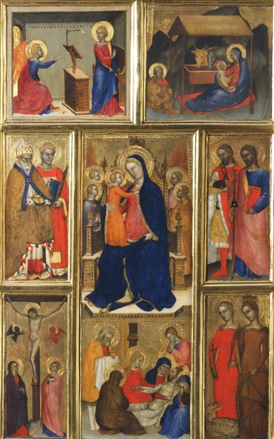 Polyptych: Virgem Maria com o Menino e os Santos de Giovanni da Milano