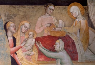 A vida da Virgem: o nascimento de Maria, detalhe (Fresco de Giovanni da Milano