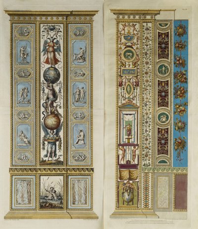 Decorações Arabescas na Loggia do Vaticano (gravura colorida) de Giovanni da Udine (after)