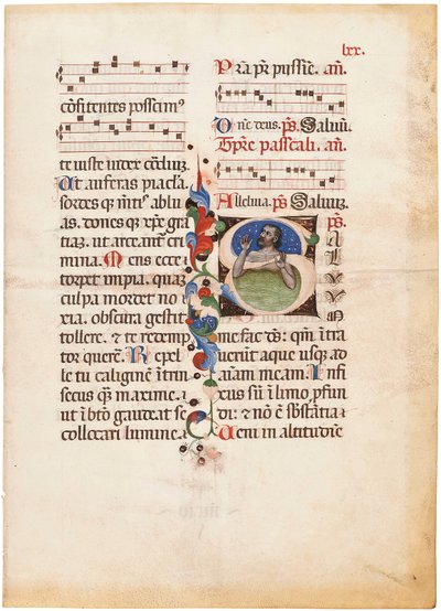 O Salmista no mar, inicial "S" numa folha de um Breviário iluminado, Bolonha ou Ferrara, c.1440 (tinta e cor sobre velino) de Giovanni di Antonio da Bologna