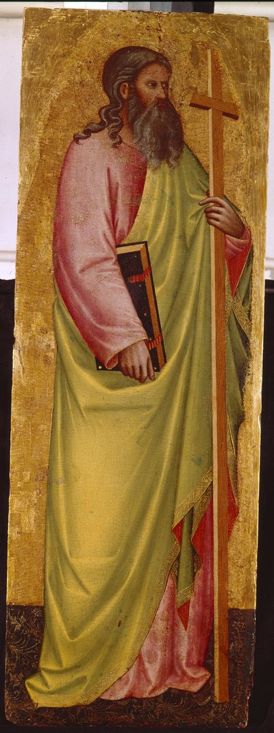 O Santo Apóstolo André (O Santo Apóstolo André). Pintura de Giovanni Di Bartolomeo Cristiani (1367-1448), têmpera sobre madeira de Giovanni di Bartolomeo Cristiani