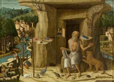 São Jerônimo em uma paisagem (óleo sobre tela) de Giovanni di Niccolo Mansueti