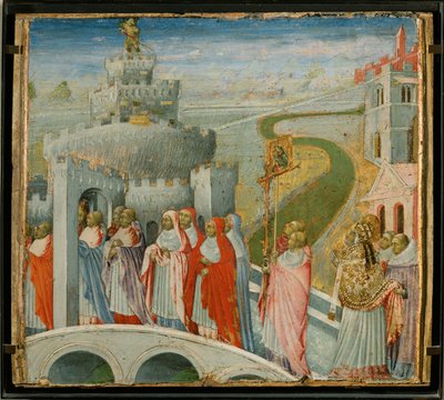 A procissão de São Gregório no Castelo de Santo Ângelo - A procissão de São Gregório no Castelo de Santo Ângelo ... de Giovanni di Paolo