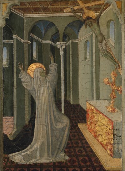Santa Catarina de Siena Recebendo os Estigmas, ca. 1447-65. de Giovanni di Paolo