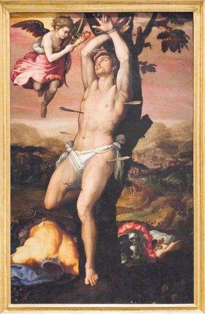 São Sebastião recebe a Coroa e a Palma do Martírio de Girolamo (1521-c.1580) Siciolante