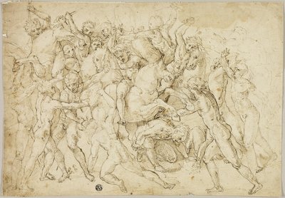 Batalha entre cavalaria e soldados de infantaria de Girolamo Genga