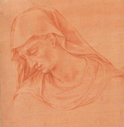 Cabeça de uma mulher de luto em perfil à esquerda, ca. 1575-80. de Girolamo Macchietti