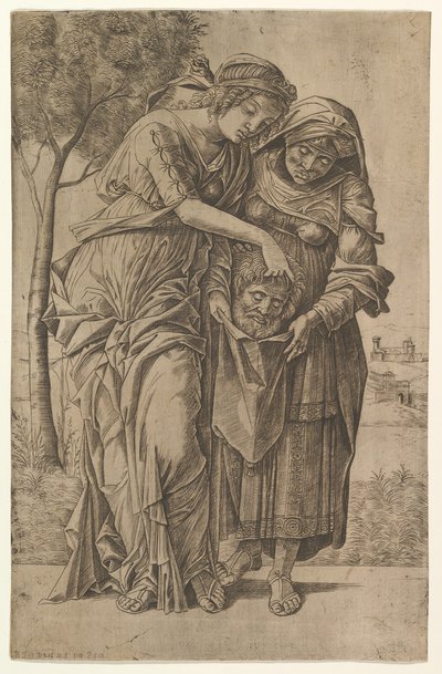 Judith e sua criada com a cabeça de Holofernes, 1500-1530. de Girolamo Mocetto