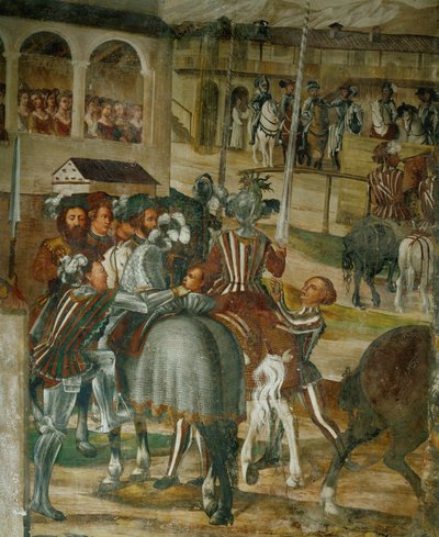 Preparativos para um torneio (ao ar livre) de Girolamo Romanino