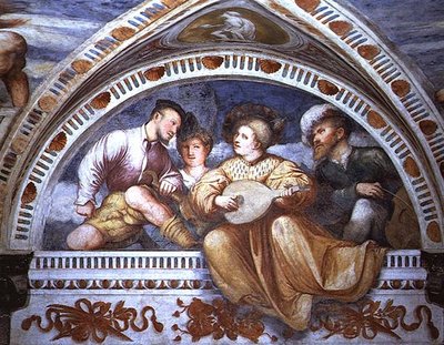 O Concerto: instrumentos de corda, lunette de Girolamo Romanino