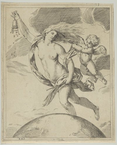 Fortuna voando acima do globo..., ca. 1660-80. de Girolamo Scarsello