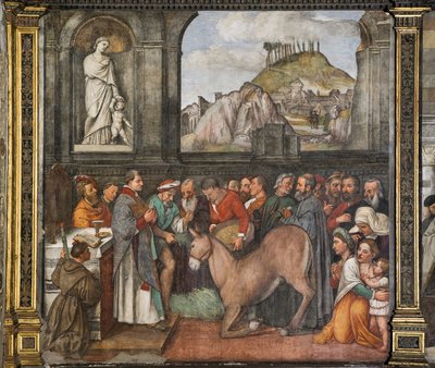 O milagre da mula, a Muralha do Norte, Escola do Santo, detalhe de 2195188 de Girolamo Tessari