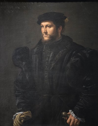 Retrato de um cavalheiro de preto de Girolamo da Carpi