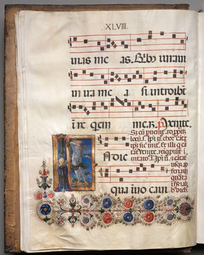Antifonário: inicial, anjo, c. 1470-1480. de Girolamo da Cremona