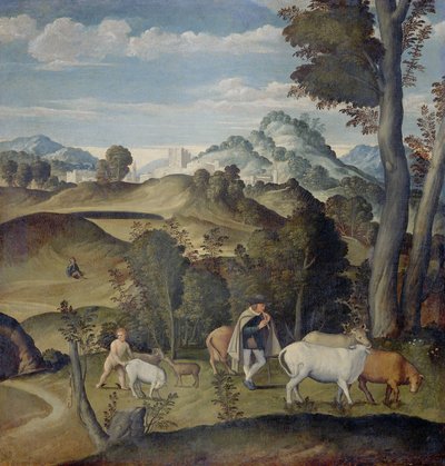 O Jovem Mercúrio Roubando Gado da Manada de Apollo de Girolamo da Santacroce (ca.1480 1556) (attributed to)