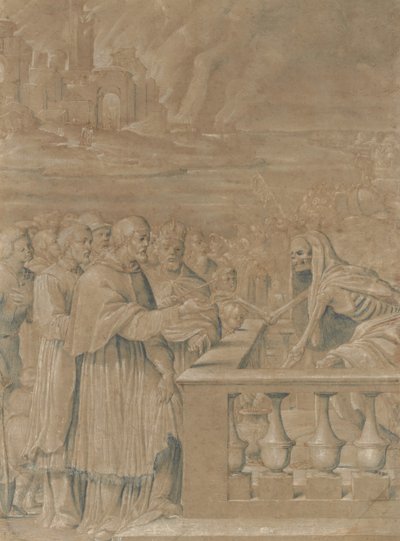 Alegoria do triunfo da morte sobre a Igreja e o Estado, c. 1538-44. de Girolamo da Treviso