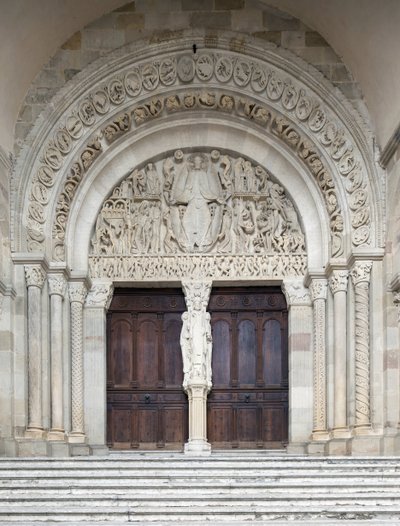 The Last Judgement, Portal Central da Catedral de Saint-Lazare, Autun, França de Gislebertus