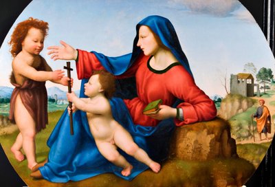 Nossa Senhora e o Menino com o Jovem São João Batista (óleo sobre painel) de Giuliano Bugiardini