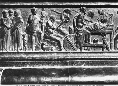 Relevo do Monumento a Francesco Sassetti, Santa Trinita, Florença, c.1472-1516 (mármore) de Giuliano Giamberti da Sangallo