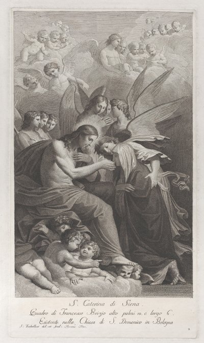 Cristo dando a Hóstia Sagrada a Santa Catarina de Sena ajoelhada..., 1750-1812. de Giuliano Traballesi