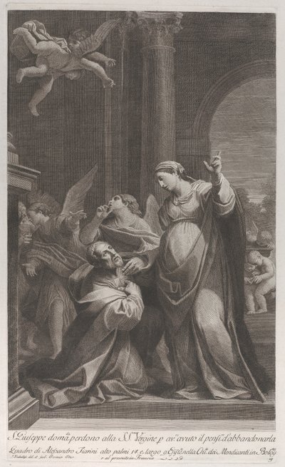 São José pedindo perdão à Virgem por ter pensado em abandoná-la..., 1760-1800. de Giuliano Traballesi