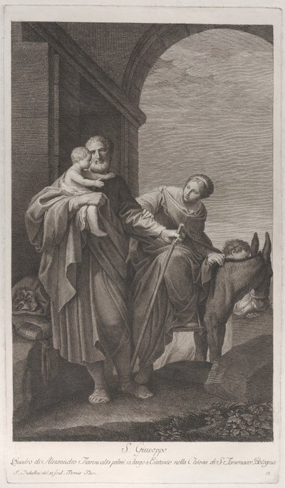 São José carregando o Menino Jesus na fuga para o Egito, 1760-1800. de Giuliano Traballesi