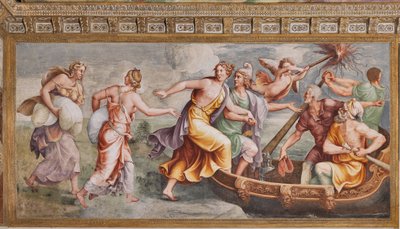O Rapto de Helena, O Cavalo de Tróia, Câmara de Tróia (Sala di Troia) de Giulio (and workshop) Romano